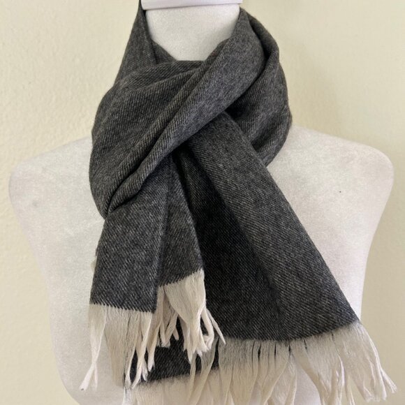 Ermenegildo Zegna 100% Cashmere Gray Solid Scarf Made In Italy - Picture 1 of 6